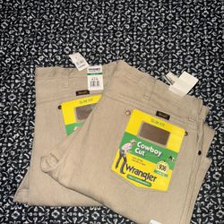 36x30 Wrangler Cowboy Jeans Slim Fit Tan Color