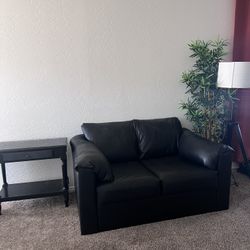 Black Leather 2 Seat Couch