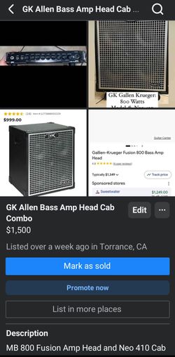 GK 800 watt bass Amp Head and Amp combo