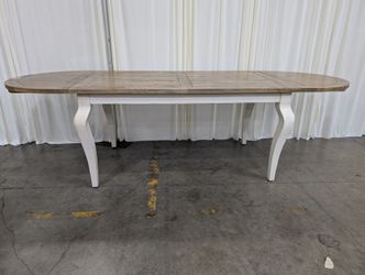World Market Two-Tone Plank Top Dining Table with Cream Legs