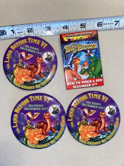 (4) Vtg The Land Before Time The Big Freeze Secret Of Saurus Rock Button Pin back