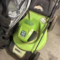 Greenworks cordless lawn mower. 
