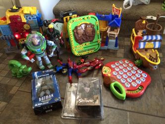 Fisher Price Playsets, super hero toys, toy story