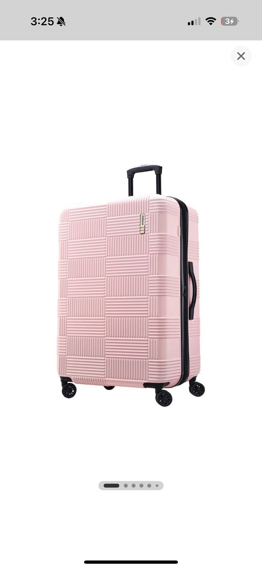American Tourister NXT Hardside Large Checked Spinner Suitcase - Pink 