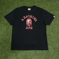 Red On Black Small Bape Head Tee