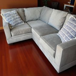 Gray Chenille Microfiber L-Shape Sectional Sofa