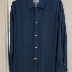 Robert Graham Men’s 3XL Blue Paisley Dress Shirt – Classic Fit – Worn Once