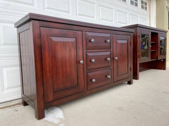 Brand New Hard Wood Matching Hutch Cabinet