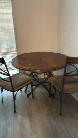 Round Wood Dining Table with 4 Chairs