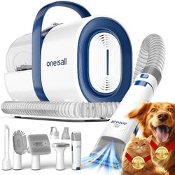 oneisall Dog Grooming Vacuum, Pet Grooming Vacuum with Clipper Nail Grinder, 1.5L Dust Cup Dog deshedding Vacuum Brush with 7 Pet Grooming Tools for S