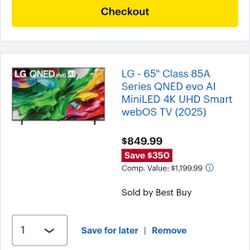 LG - 65" Class 85A Series QNED evo AI MiniLED 4K UHD Smart webOS TV (2025)