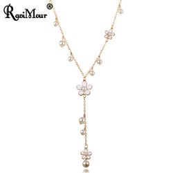 Women Luxury Long Flower Necklace