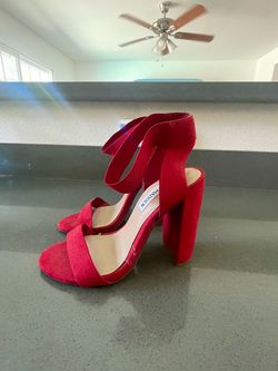 Steve Madden Red Suede Block Heel Sandals