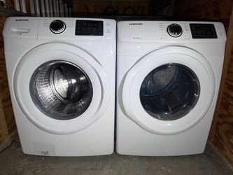 Washer and Dryer Set Samsung White Electric