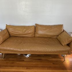 Leather Couch & Chair With Ottoman
