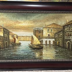 Two Large Framed European Oil Paintings