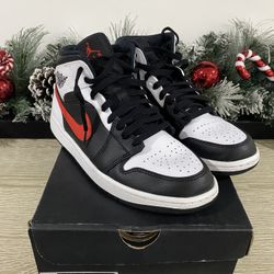 Air Jordan 1 Mid “Black / Chile Red / White” – Excellent Condition (Women’s 10.5 / Men’s 9)