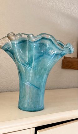 Blue art glass vase