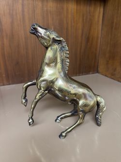 Brass Rearing Horse Figurine