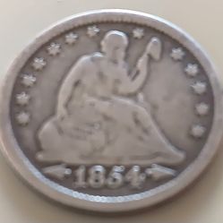 1854P,PRE CIVIL WAR QUARTER COIN 