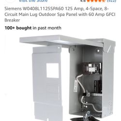 Siemens W0408L1125SPA60 125 Amp, 4-Space, 8-Circuit Main Lug Outdoor Spa Panel with 60 Amp GFCI Breaker