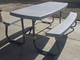 Suncast Outdoor Picnic Table with Attached Benches