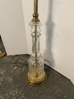 Vintage Frederick Cooper cut glass / crystal Hollywood Regency table lamp, works