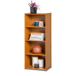 Bamboo 4-Tier Open Shelf Bookcase, 15.7" L x 11.4" W x 39.8" H Brown 4 Cube Organizer Floor Standing Display Storage Shelves Collection Decor Furnitur