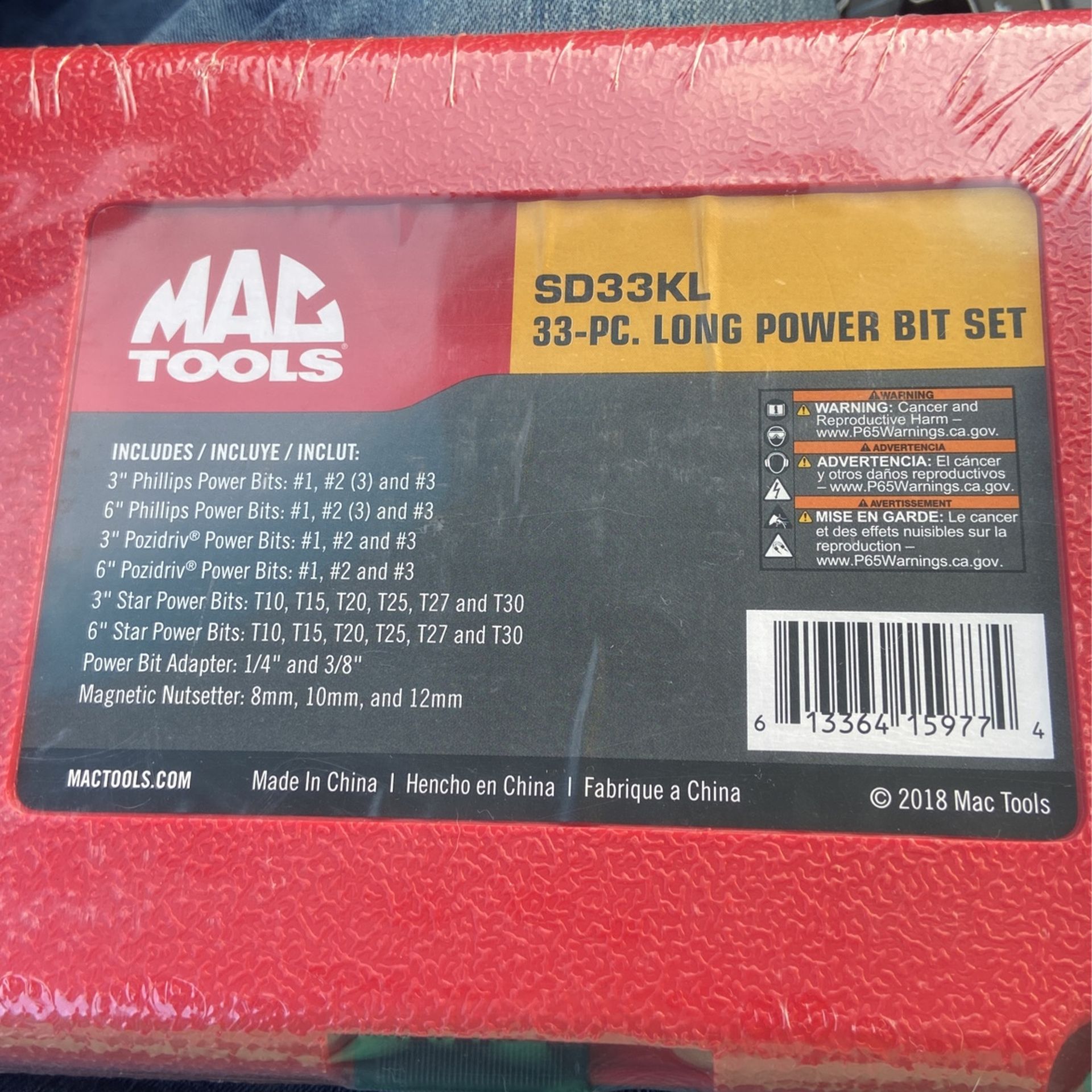 Mac Tools 33pc Long Power Bit Set