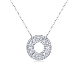 Fifty8 Moissanite Halo Pendant Necklace, 925 Sterling Silver, Journey Back