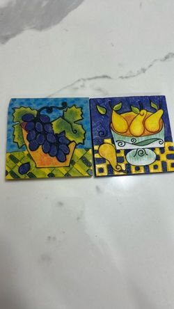 Decorative Fruit Ceramic Coaster Set of 2