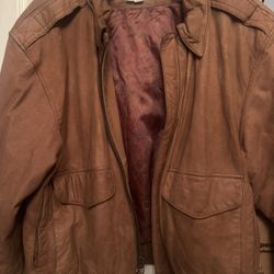 Brown Vintage Leather Jacket Size 18/20