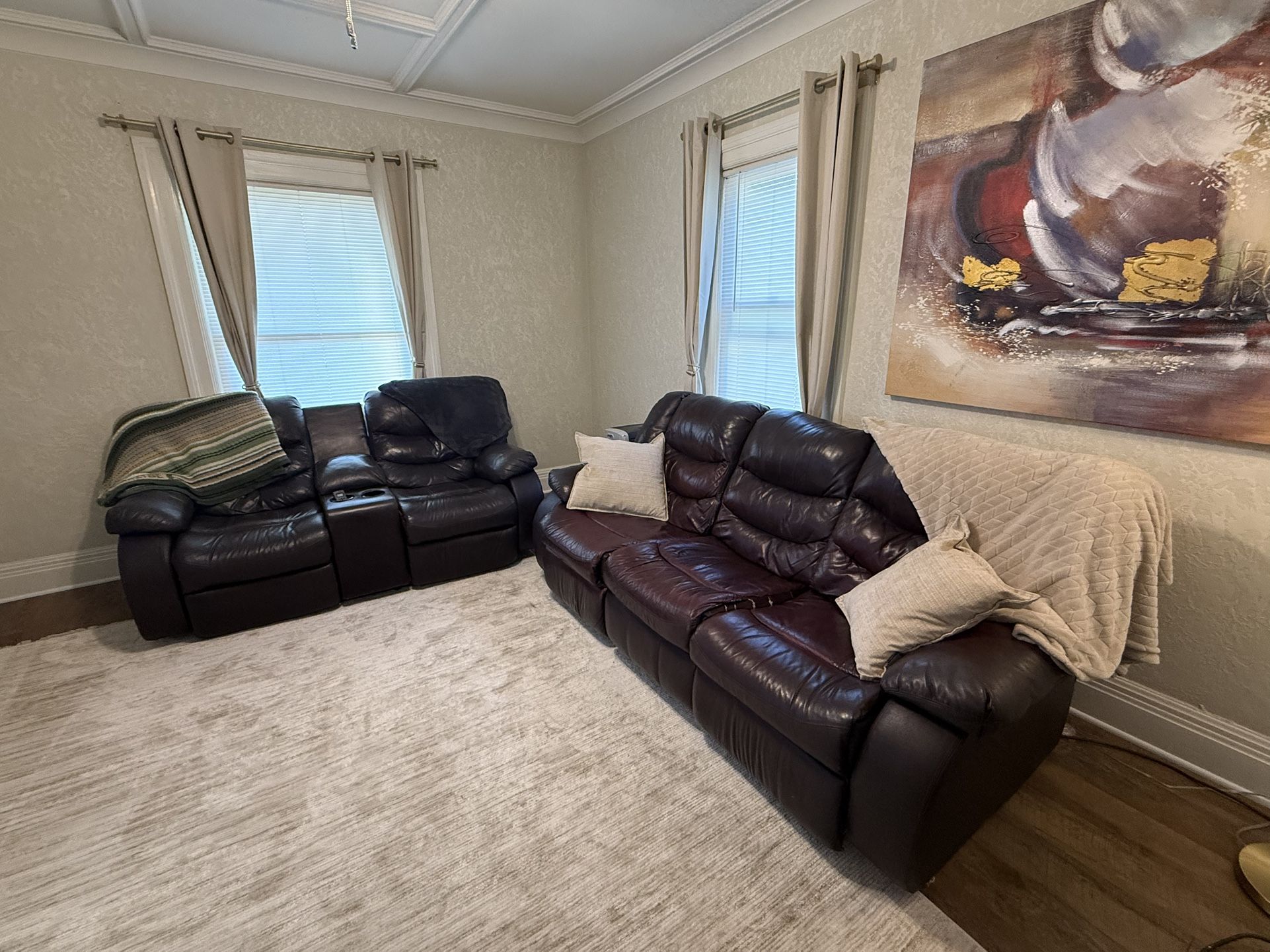 Leather Love Seat And Sofa For Sale