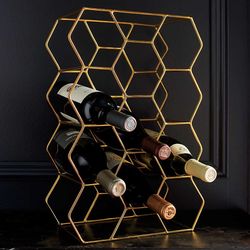 11 Bottle Gold Wine Rack (Crate & Barrel)