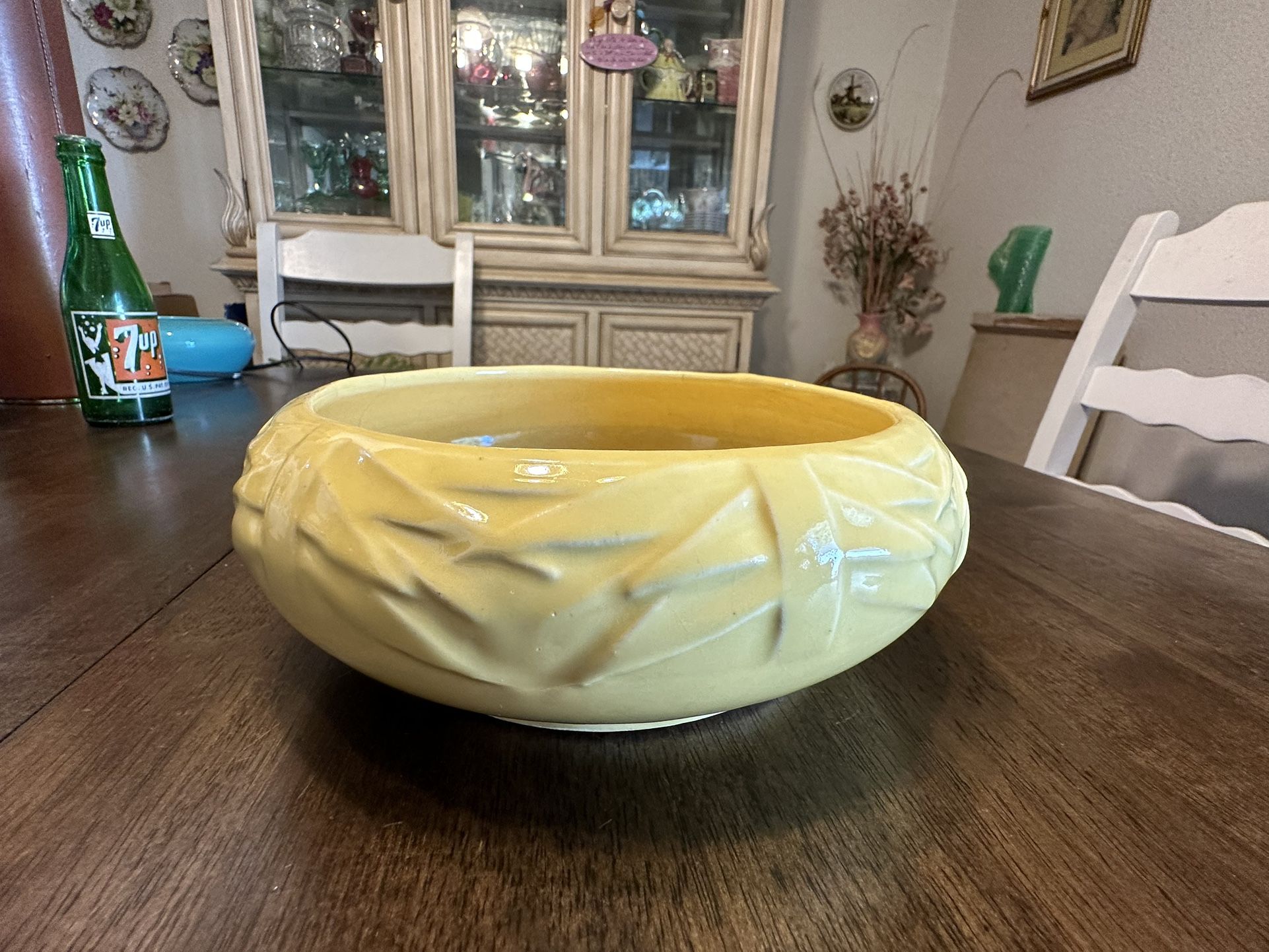Vintage Mccoy Pottery, Low Bulb Bowl, Yellow