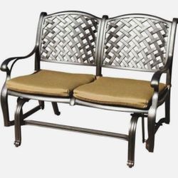 Patio bench love seat Nassau Cast Aluminum furniture Outdoor glider Couch Desert Bronze