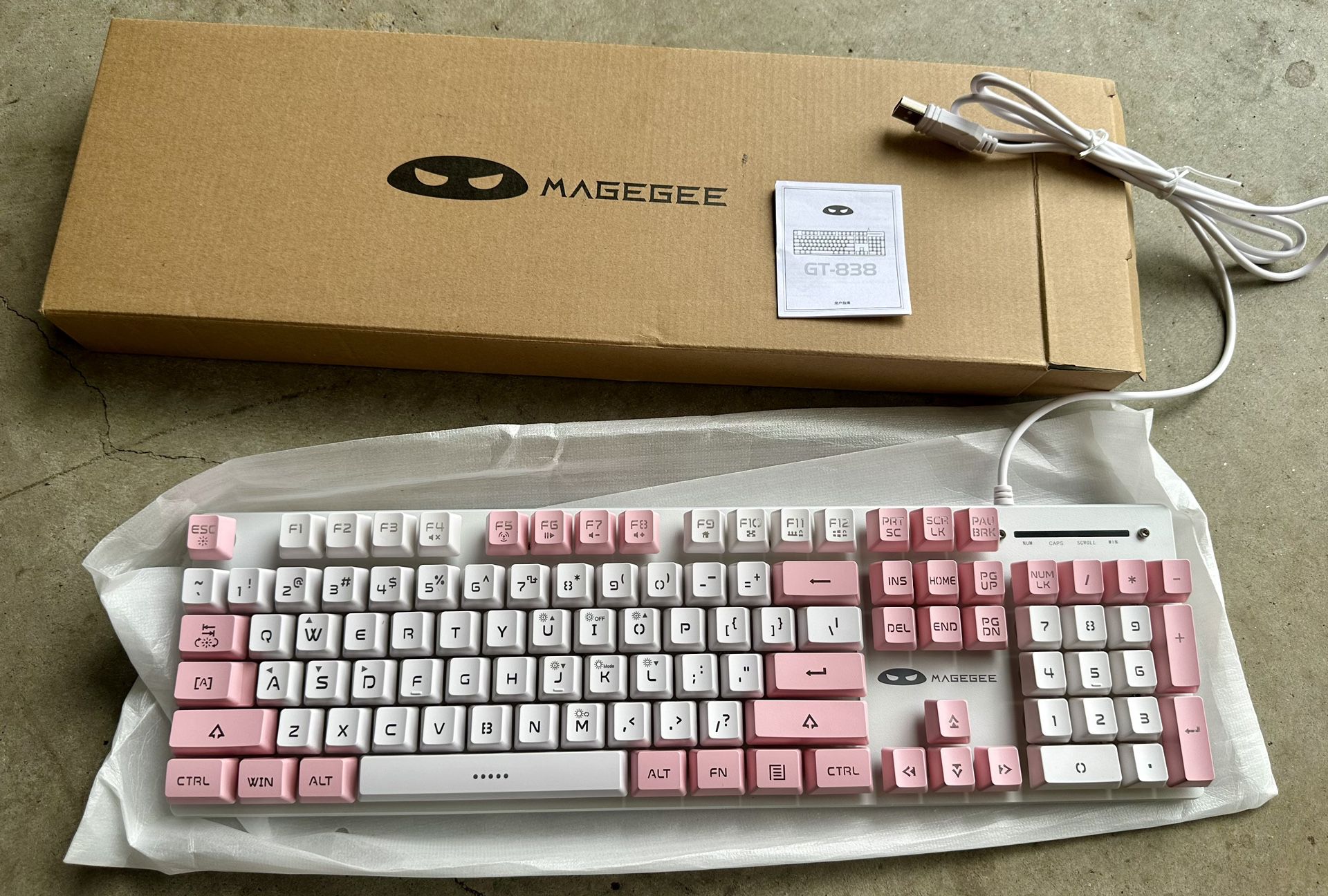 MageGee Mechanical Gaming Keyboard, New Upgraded Blue Switch 104 Keys White Backlit Keyboards, USB Wired Mechanical Computer Keyboard for Laptop, Desk