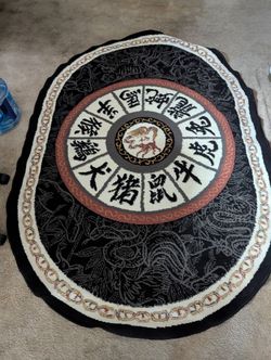 Asian Zodiac Oval Area Rug