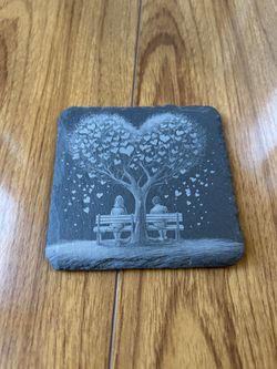 4 Inch Stone coaster With Bottom Rubber Round Pads Valentines Day Coaster 