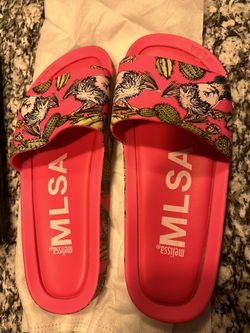 Melissa MLSA Llama Hot Pink slide Sandals (US W 6) 