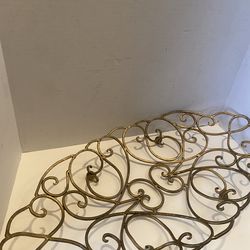 Vintage gold metal footed centerpiece tray / fruit / decor. Farmhouse/ cottage/ country/ kitchen.