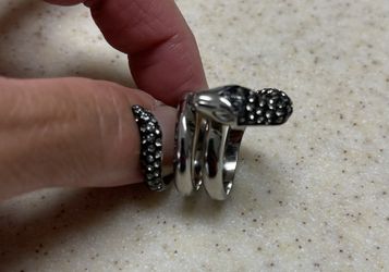 Unisex Black & Silver Stainless Snake Ring Size 9 