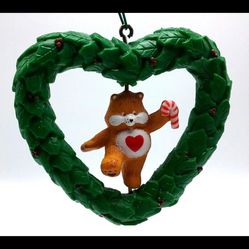 Vintage Care Bears Tenderheart Spinning Wreath Christmas Tree Ornament 1984