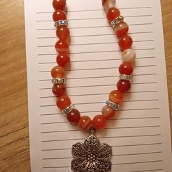 Red Carnelian Stone Bracelet With Charm