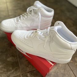 White Nike Court Vision Mids For Men 