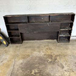 Solid wood headboard with shelves