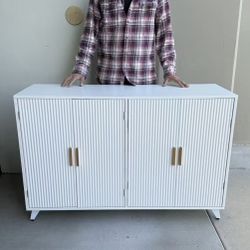 New In Box 47 Inch Entry Way Modern Contemporary Sideboard Buffet Cabinet Storage Shelf White Furniture 