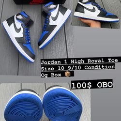 Jordan 1 High Royal Toe Sz 10