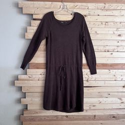 PRANA Chocolate Brown organic Cotton athleisure Leigh knit sweater dress Size XS