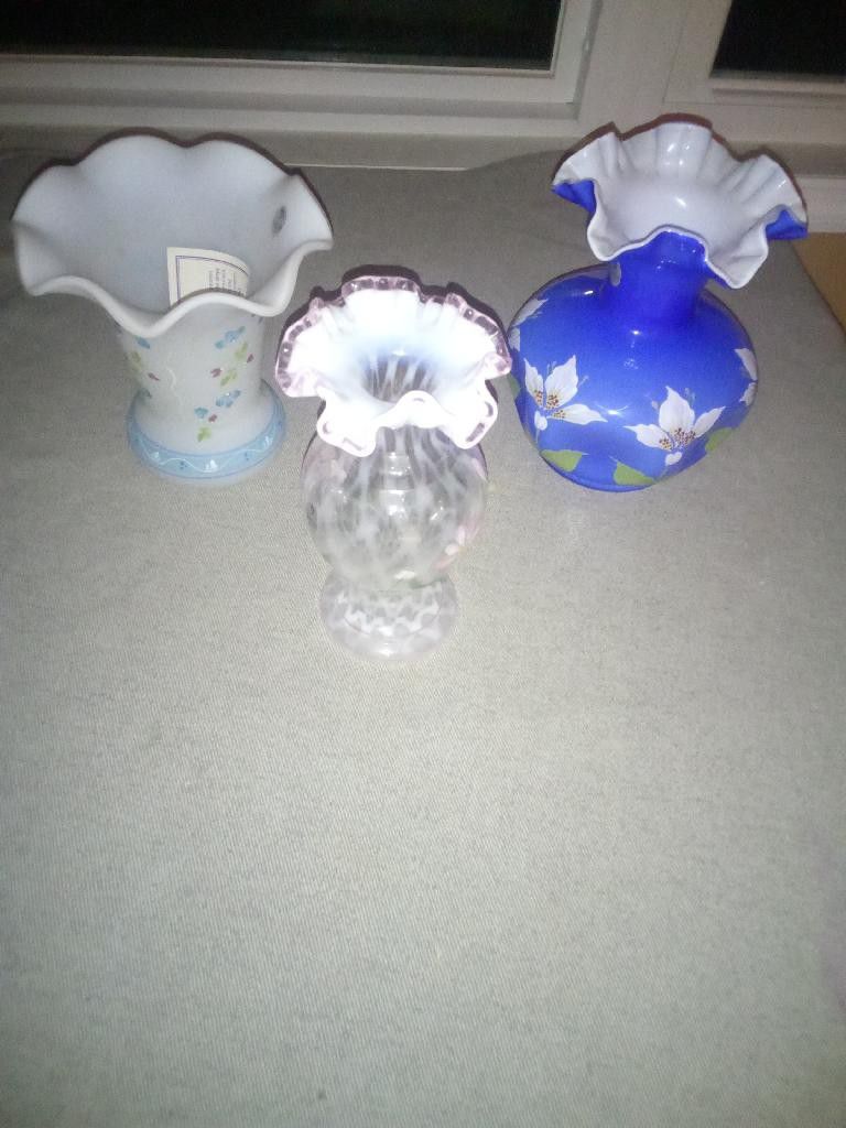 Three Fenton Like New Special Order Milk glass Vases